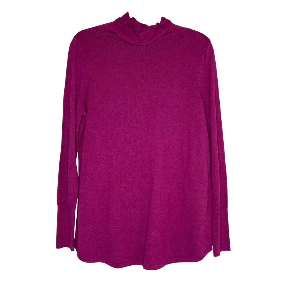 NIC + ZOE Magenta Purple Cotton Blend Turtleneck Sweater Size Medium